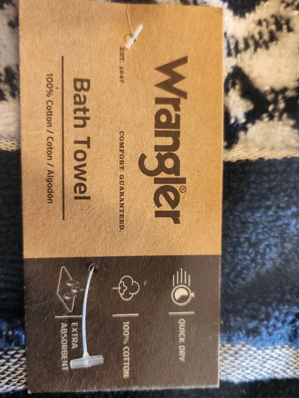 Wrangler Navy and White Patterned Bath Towels